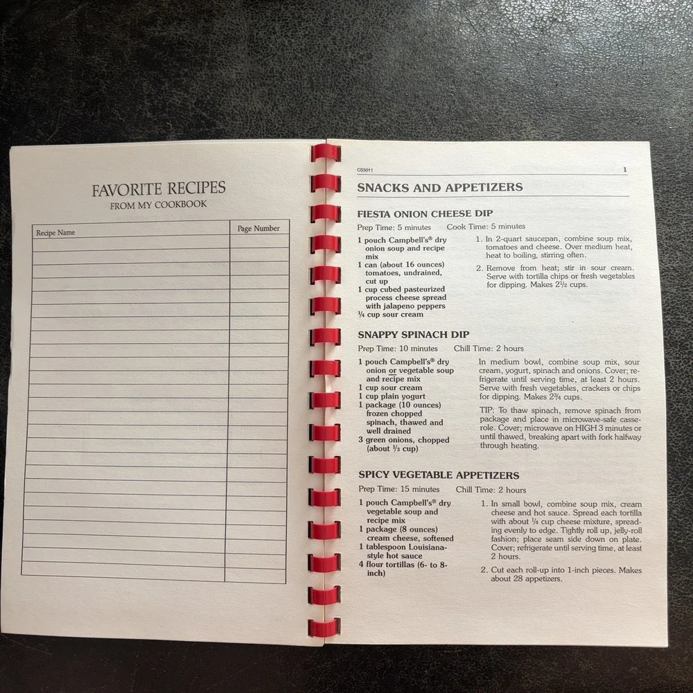 1994 Campbells Souper Recipes Spiral Bound Cookbook 90s Cottage Country VTG Red